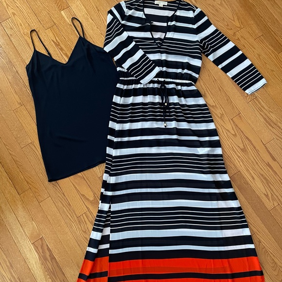 MICHAEL KORS Resort- Striped Navy and White Maxi dress with removable slip - Picture 10 of 15